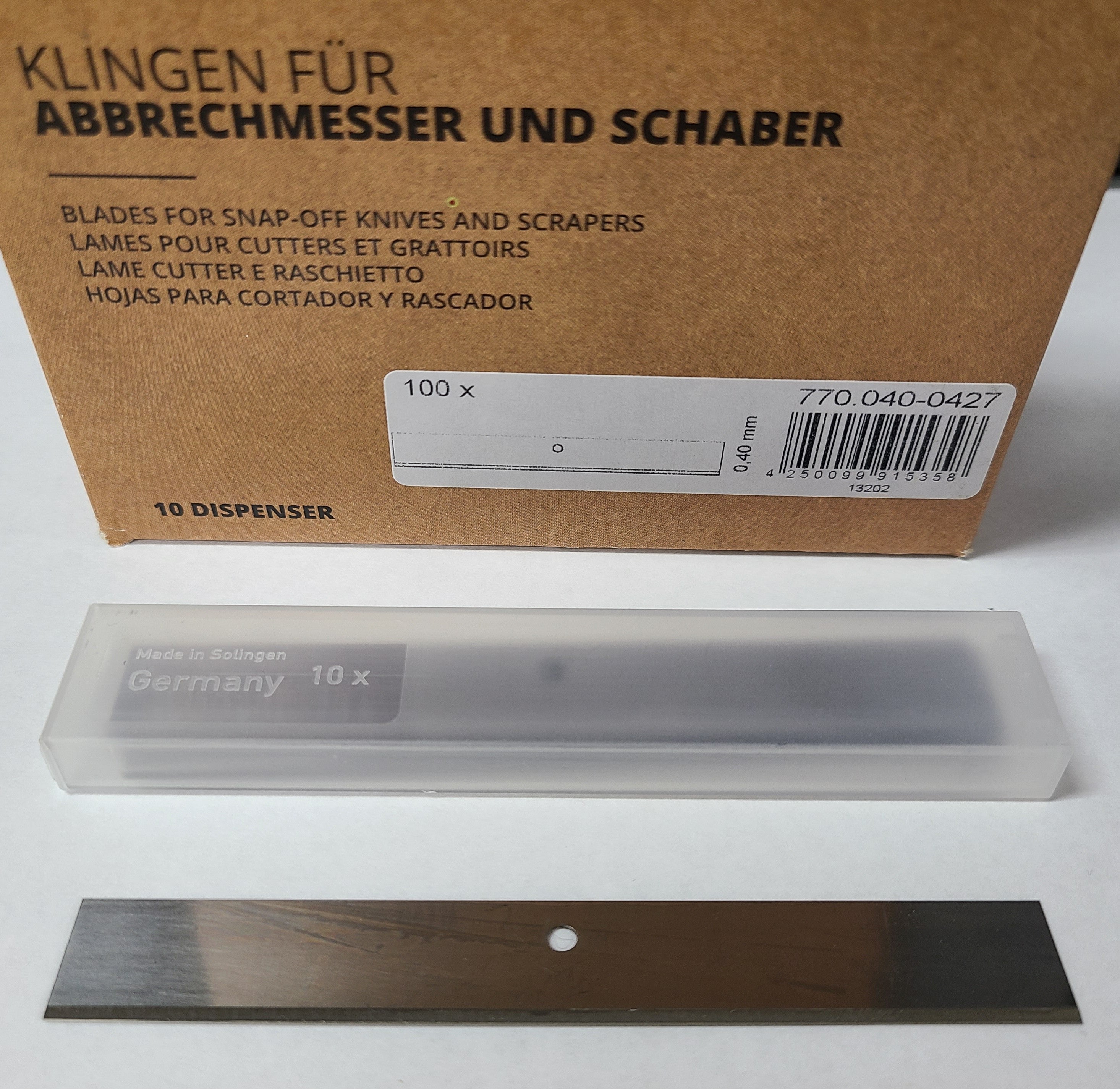 Mozart 770.040 four-inch scraper replacement blade 0.4 mm