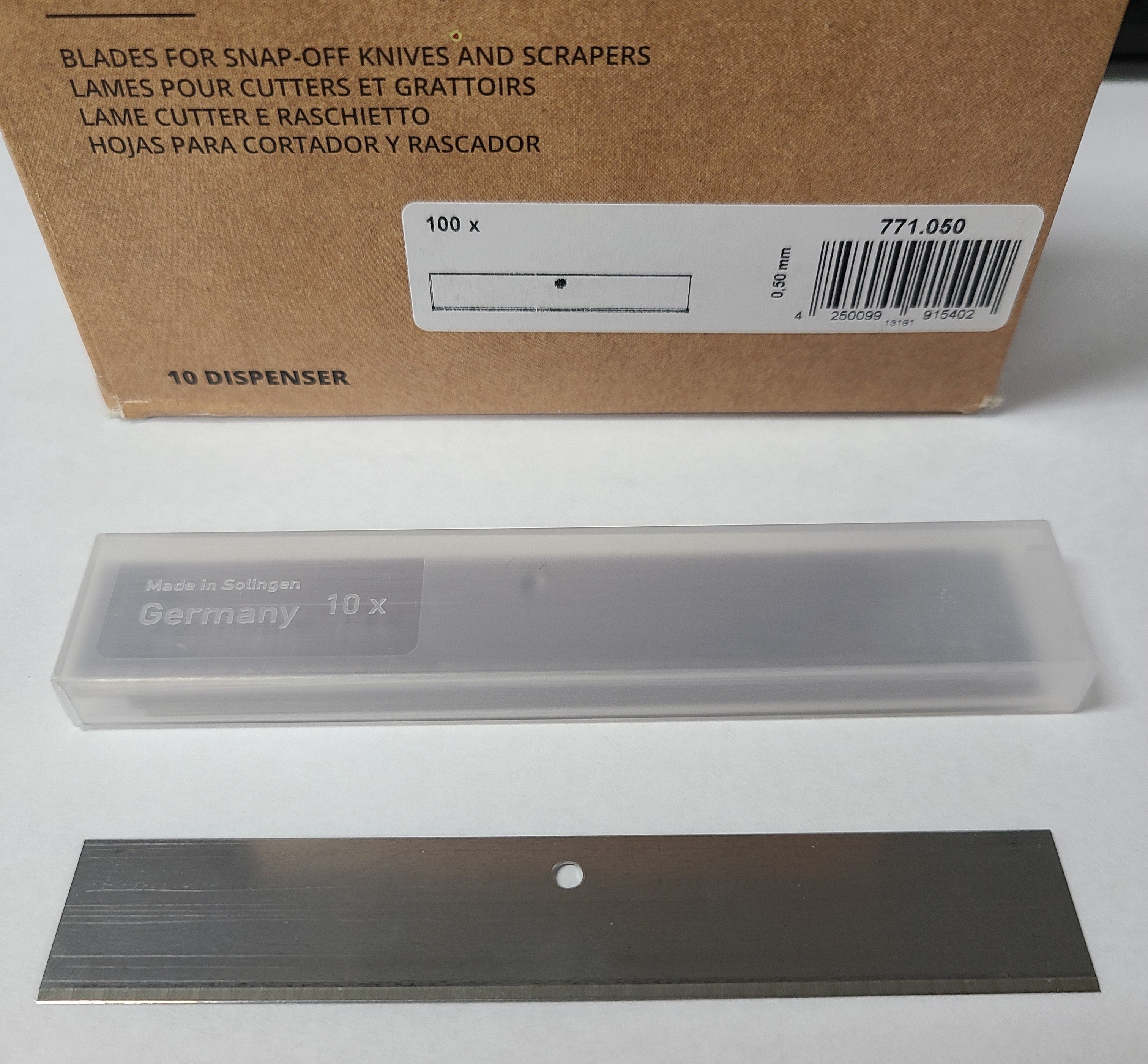 Mozart 771.050 four-inch scraper replacement blade 0.5 mm
