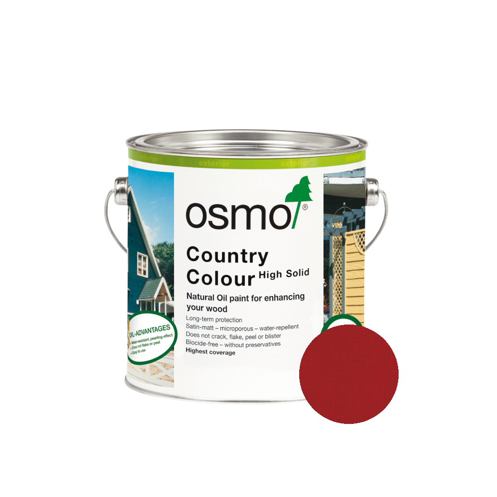 Osmo Country Color can — 2308 Nordic Red with official wood color swatch