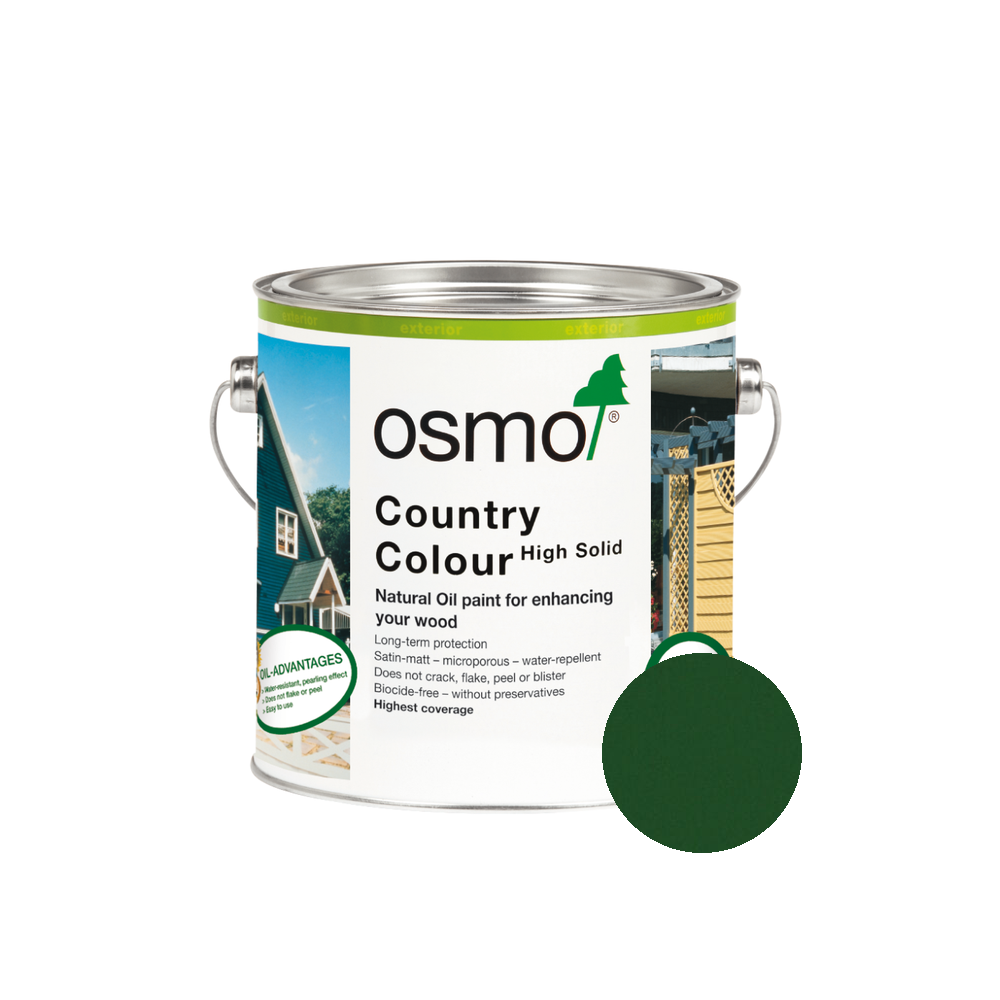 Osmo Country Color can — 2404 Fir Green with official wood color swatch