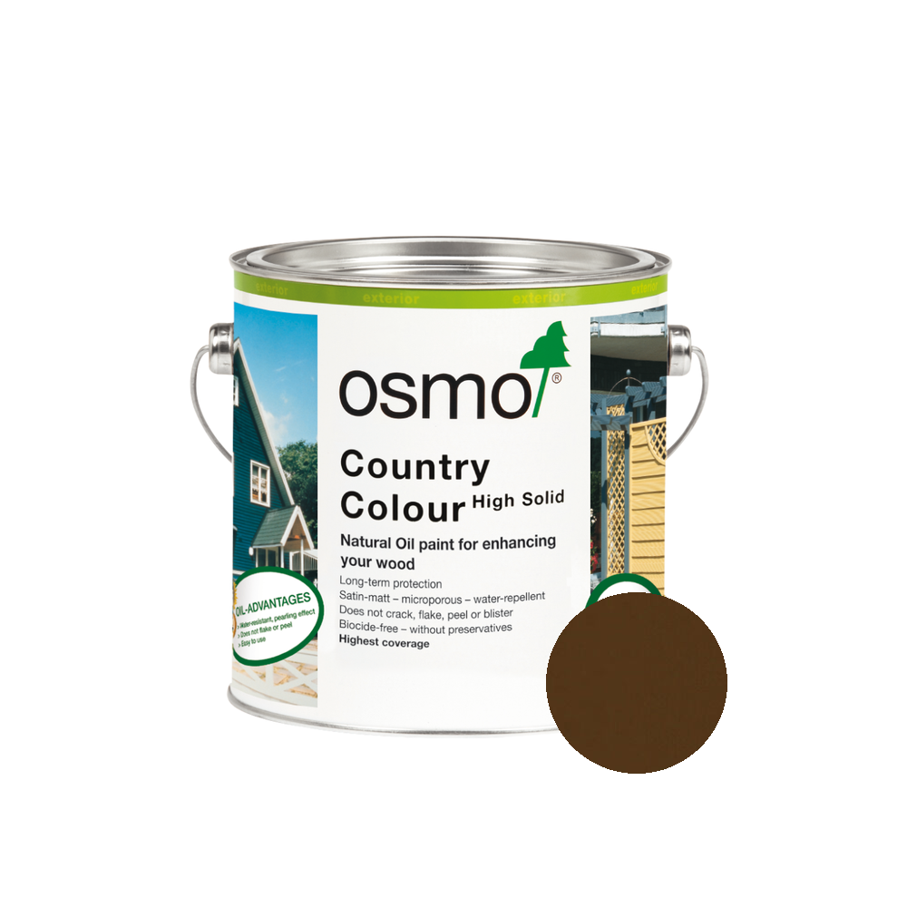 Osmo Country Color can — 2606 Medium Brown with official wood color swatch