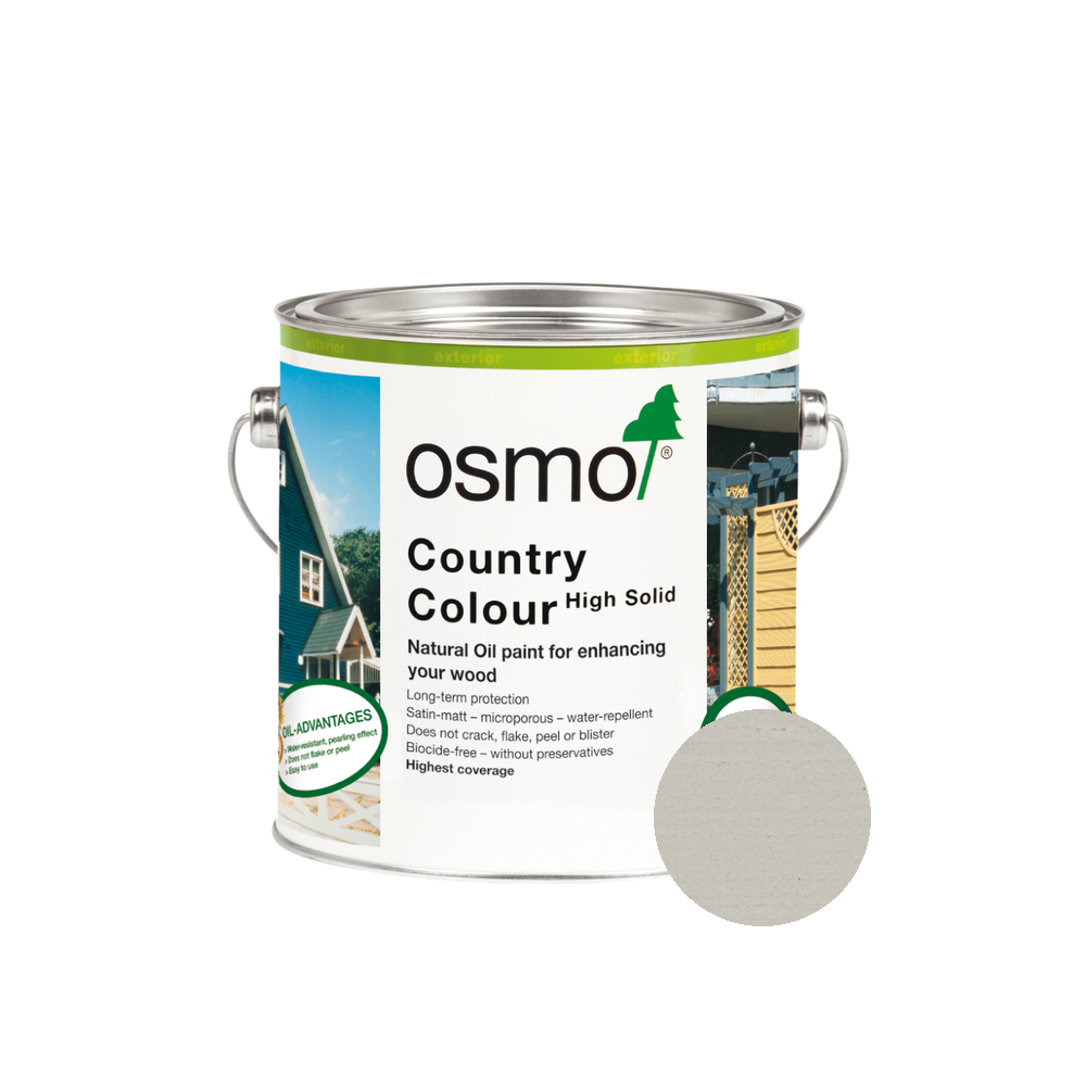 Osmo Country Color can — 2708 Pebble Grey with official wood color swatch