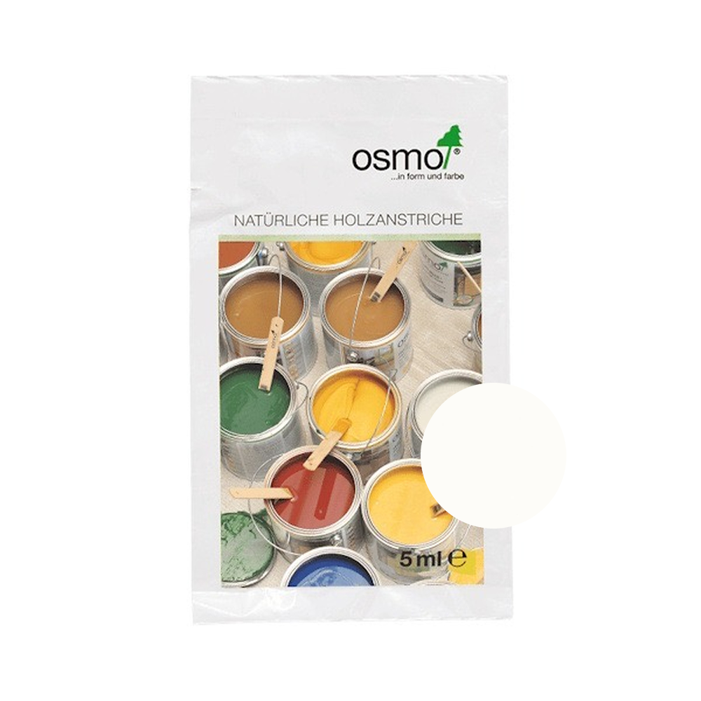 Osmo Country Colour 5 ml sample — 2101 White with centered official wood color swatch
