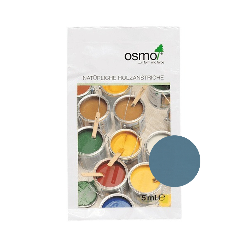 Osmo Country Colour 5 ml sample — 2507 Dove Blue with centered official wood color swatch