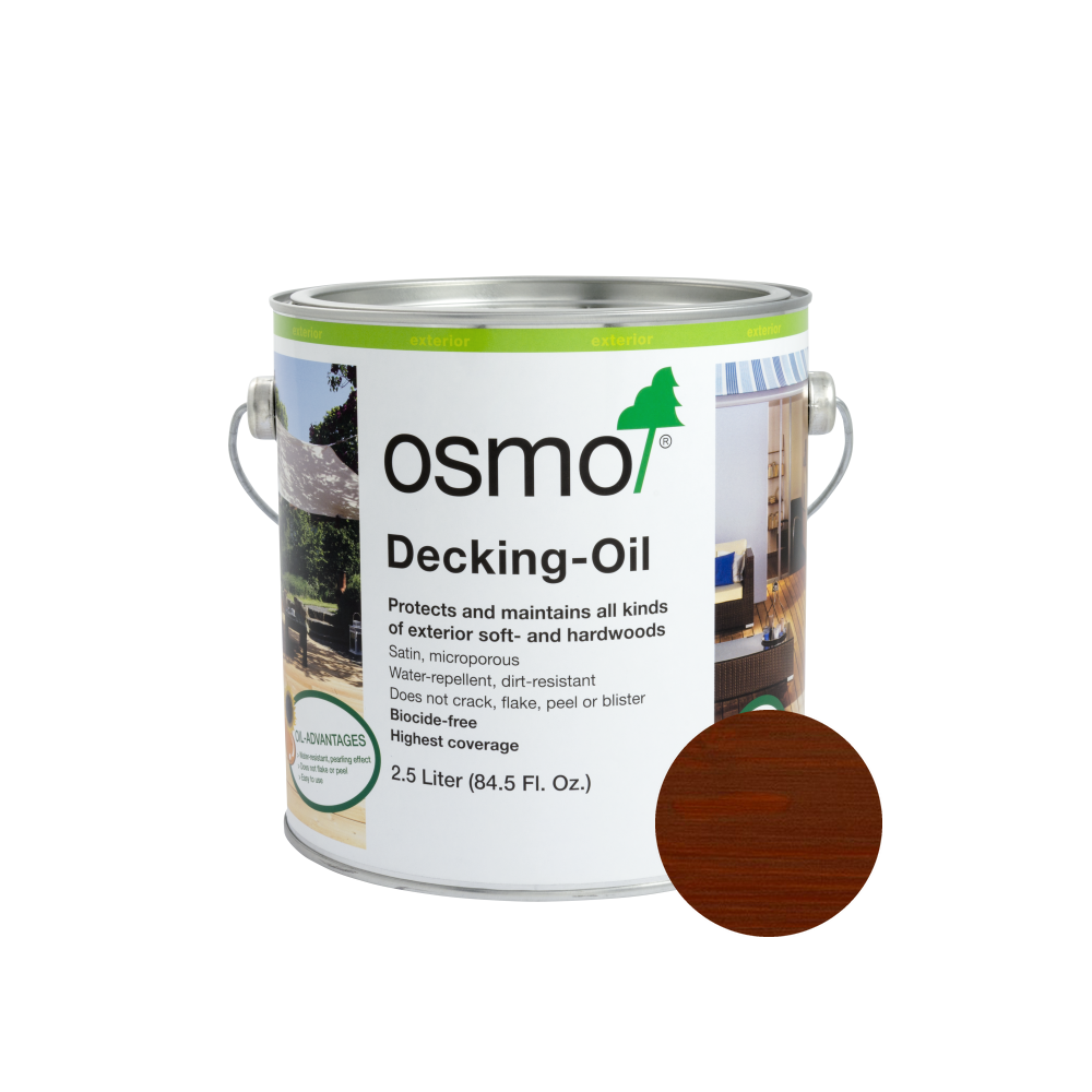 Osmo Decking Oil 1273 Bangkirai Dark can with centered wood color swatch