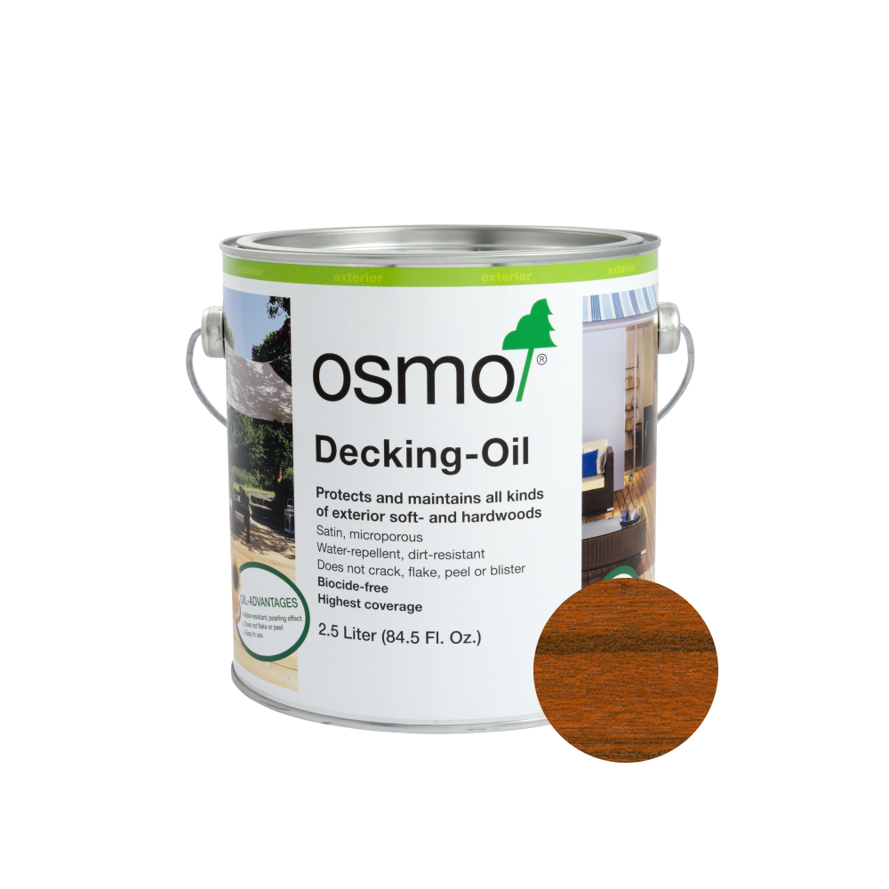 Osmo Decking Oil 1278 Bangkirai can with centered wood color swatch