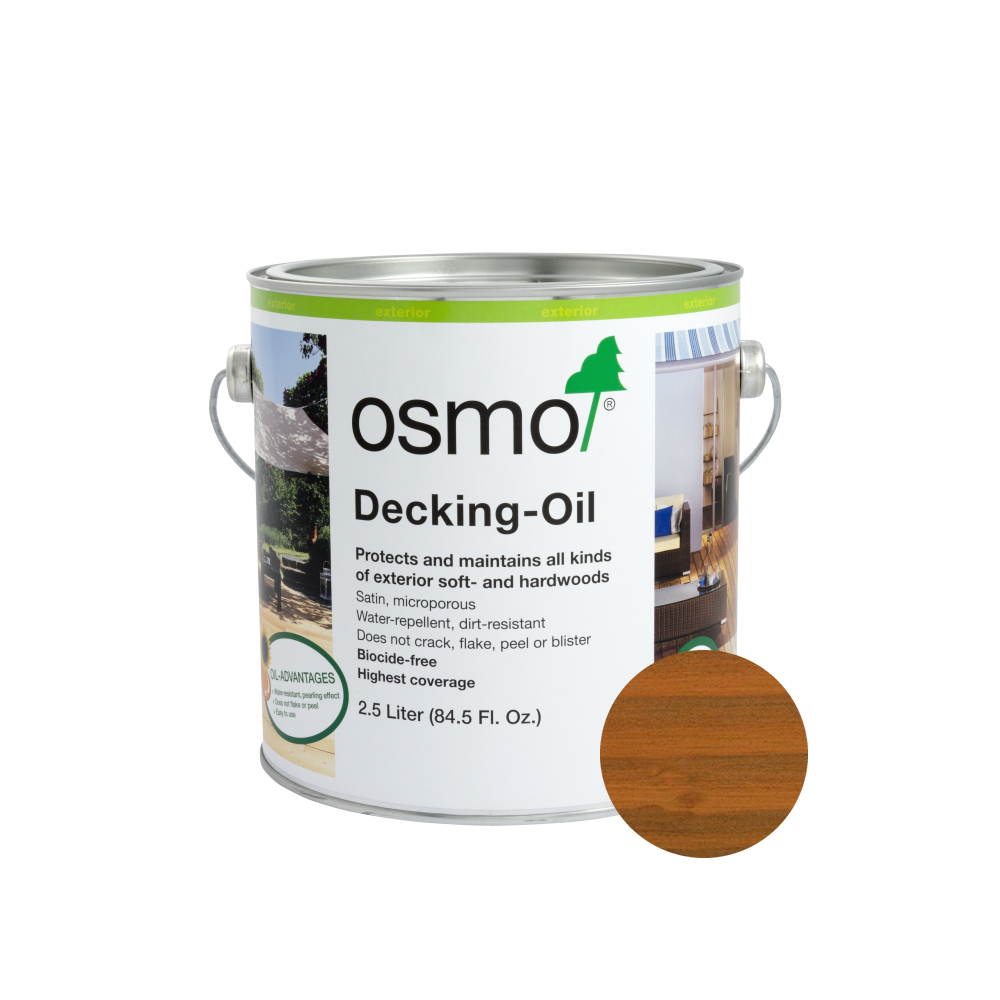 Osmo Decking Oil 1279 Douglas Fir can with centered wood color swatch