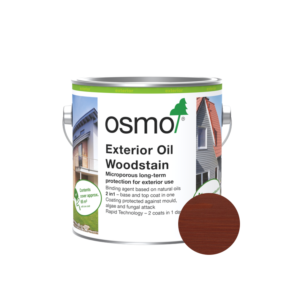 Osmo Natural Oil Woodstain 703 Mahogany 2.5 L can with centered wood color swatch