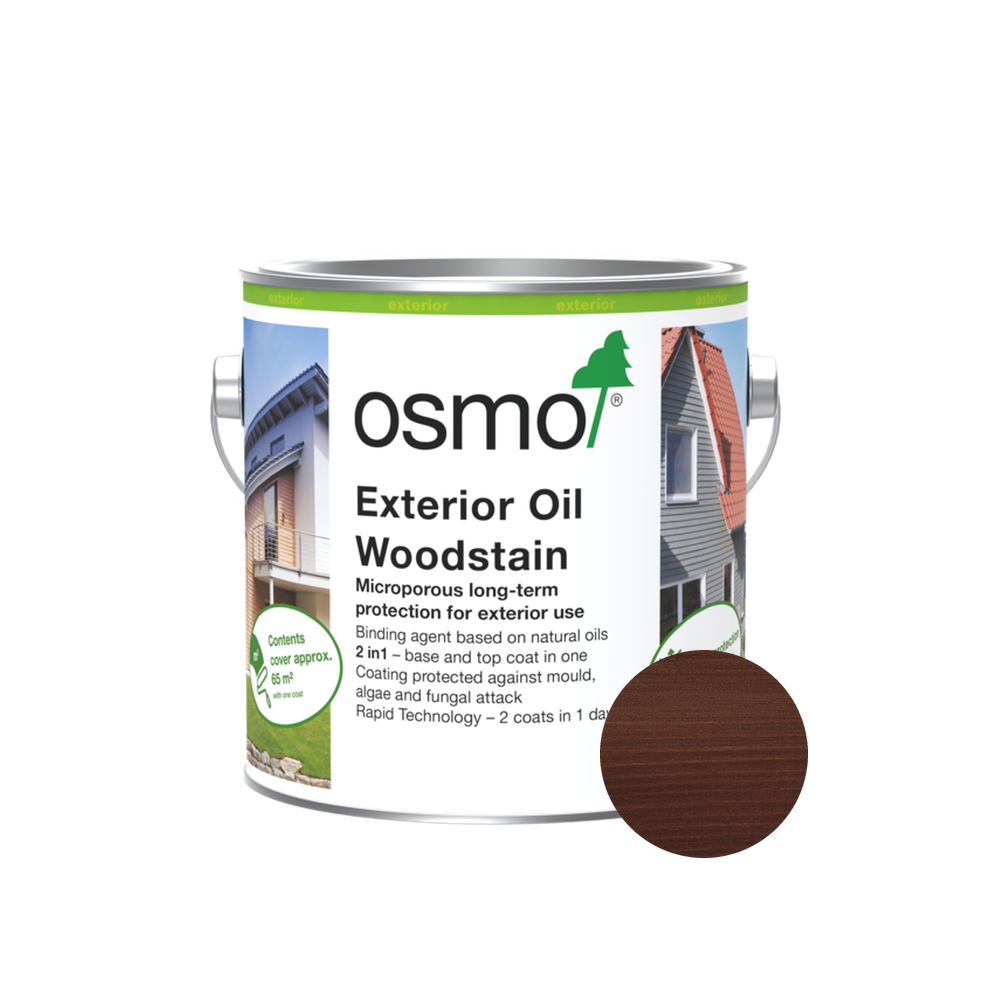 Osmo Natural Oil Woodstain 727 Rosewood 2.5 L can with centered wood color swatch
