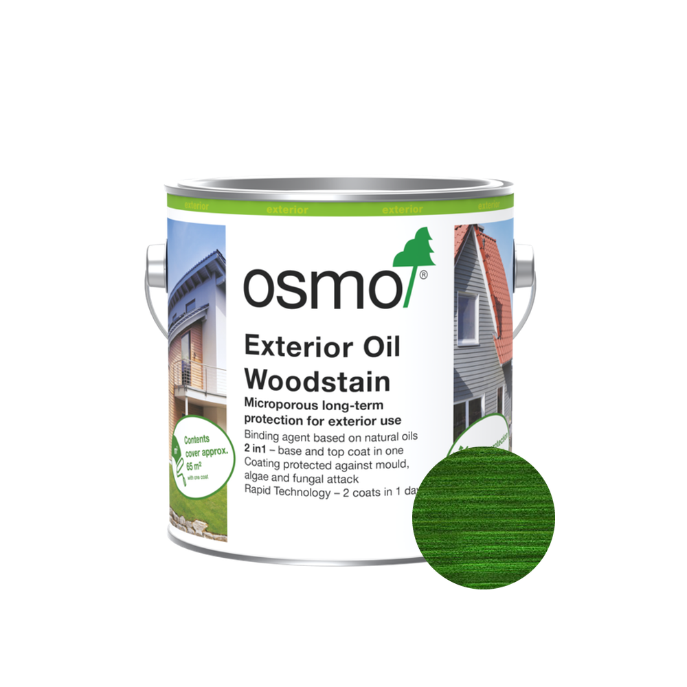 Osmo Natural Oil Woodstain 729 Fir Green 2.5 L can with centered wood color swatch