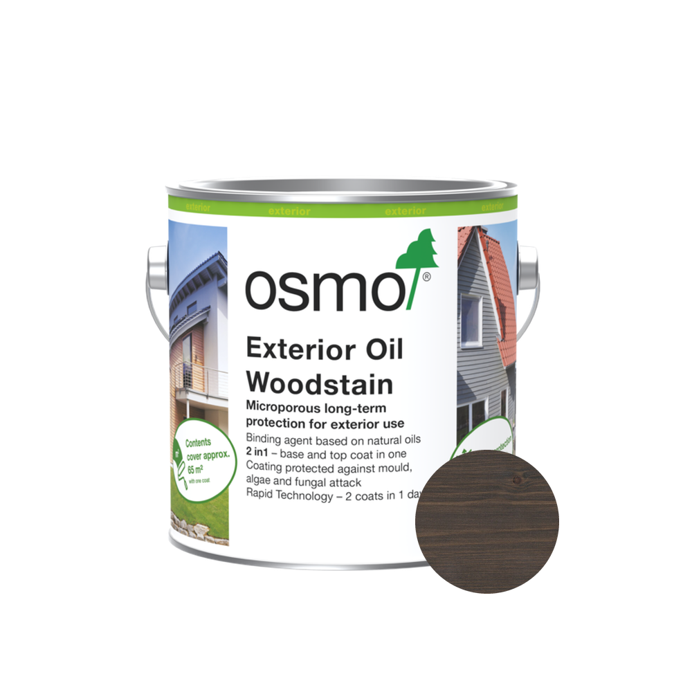 Osmo Natural Oil Woodstain 907 Quartz Grey 2.5 L can with centered wood color swatch