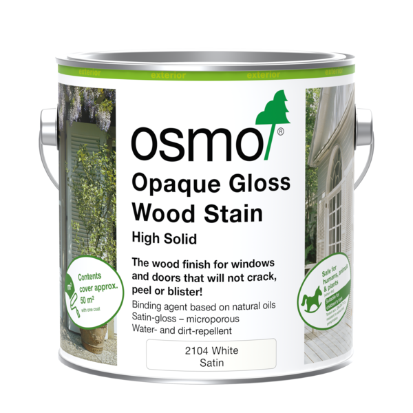 Osmo Opaque Gloss Wood Stain 2104 White Satin can