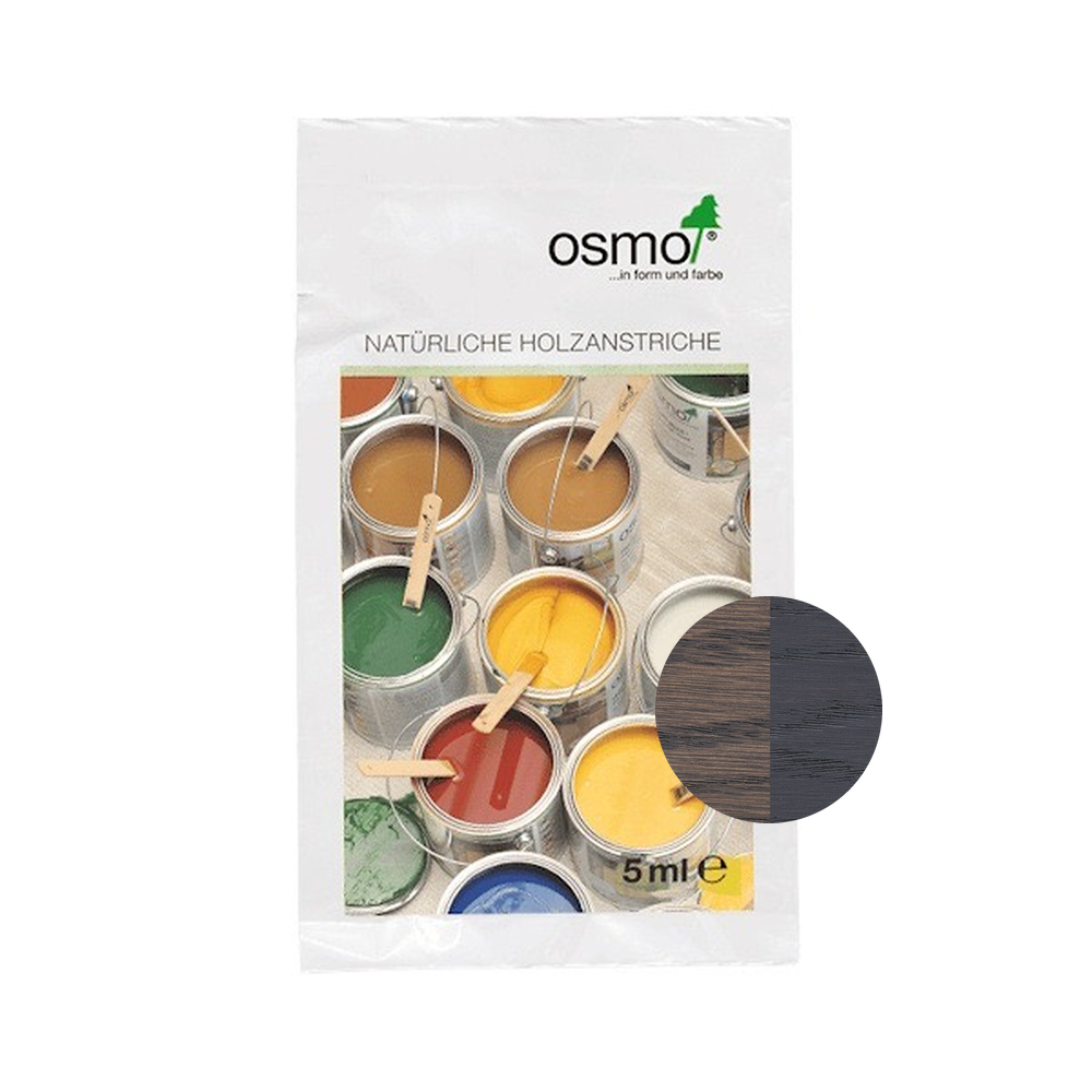Osmo Oil Stain 5 ml sample — 3514 Graphite with centered official wood color swatch