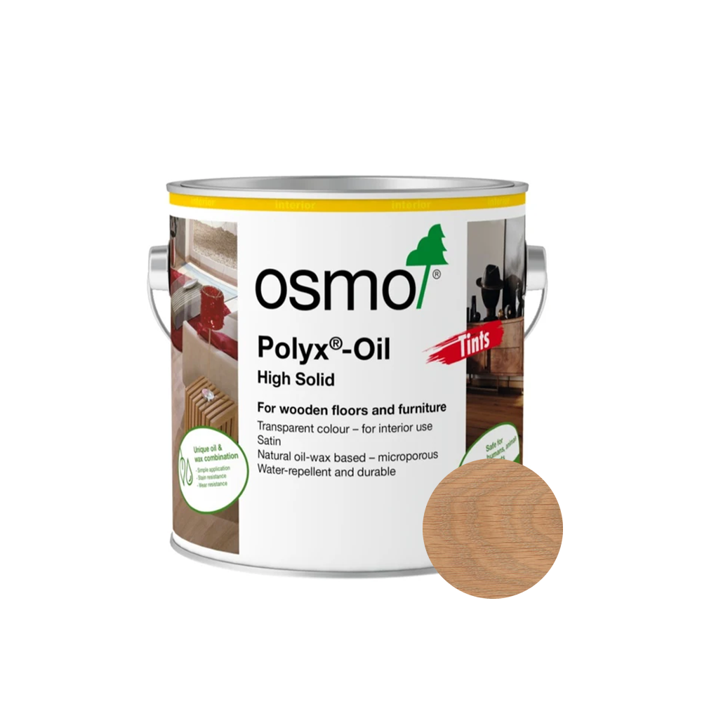 Osmo Polyx-Oil Tints can — 3067 Light Gray with official wood color swatch