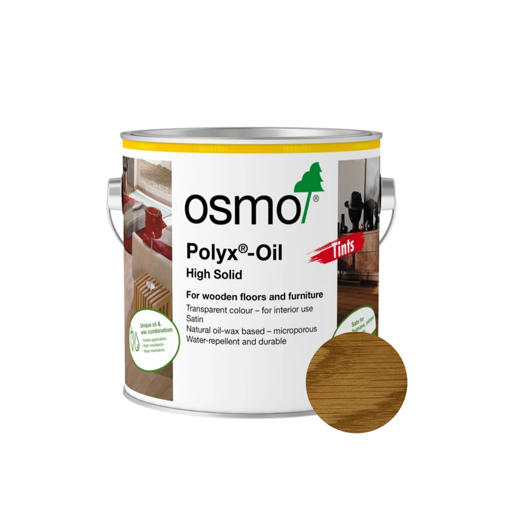 Osmo Polyx-Oil Tints can — 3071 Honey with official wood color swatch