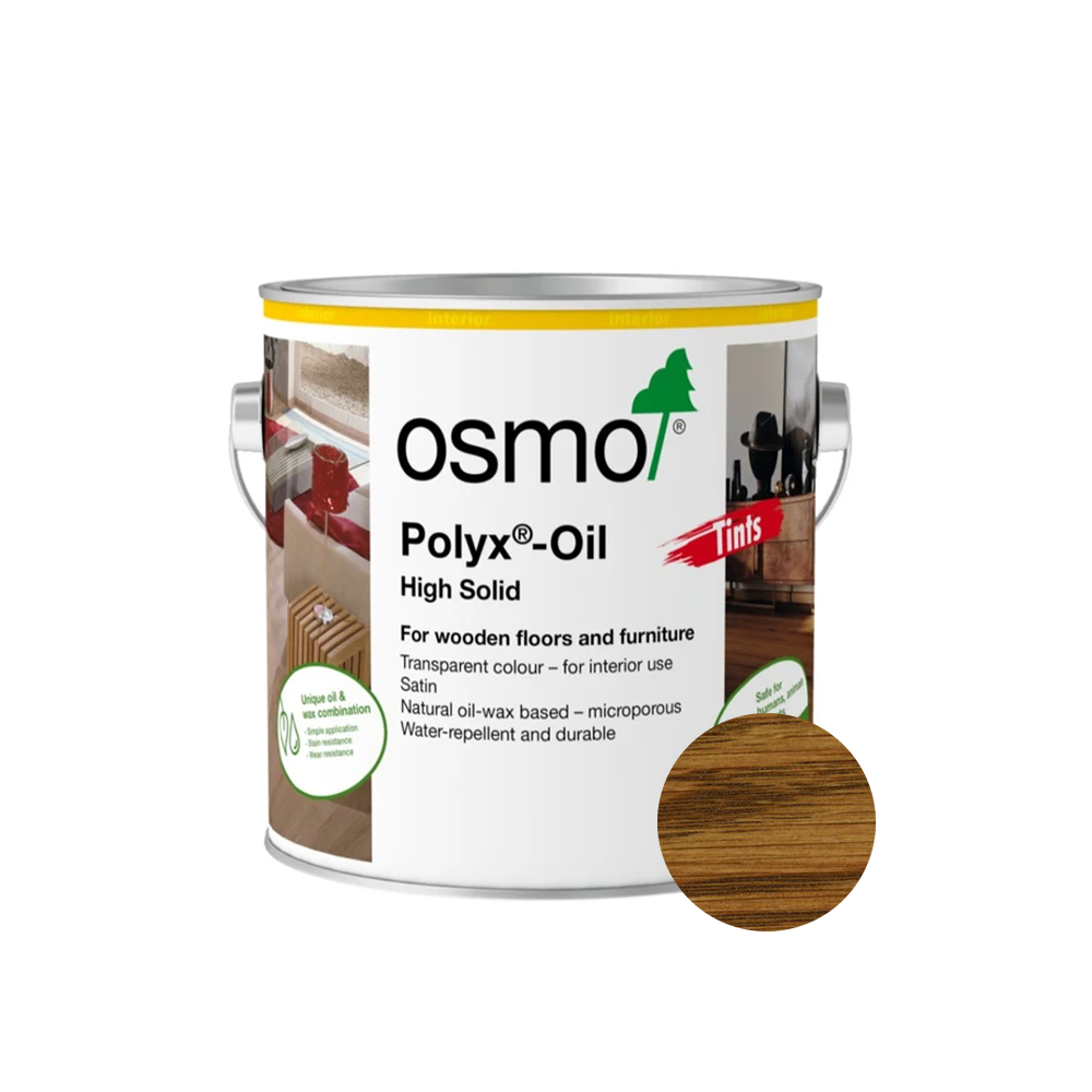 Osmo Polyx-Oil Tints can — 3072 Amber with official wood color swatch