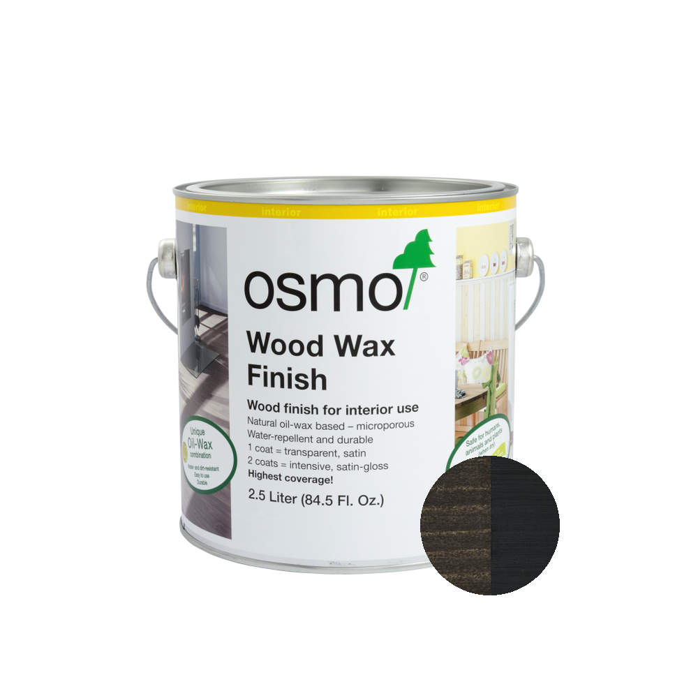 Osmo Wood Wax Finish Intensive can — 3169 Black with official wood color swatch