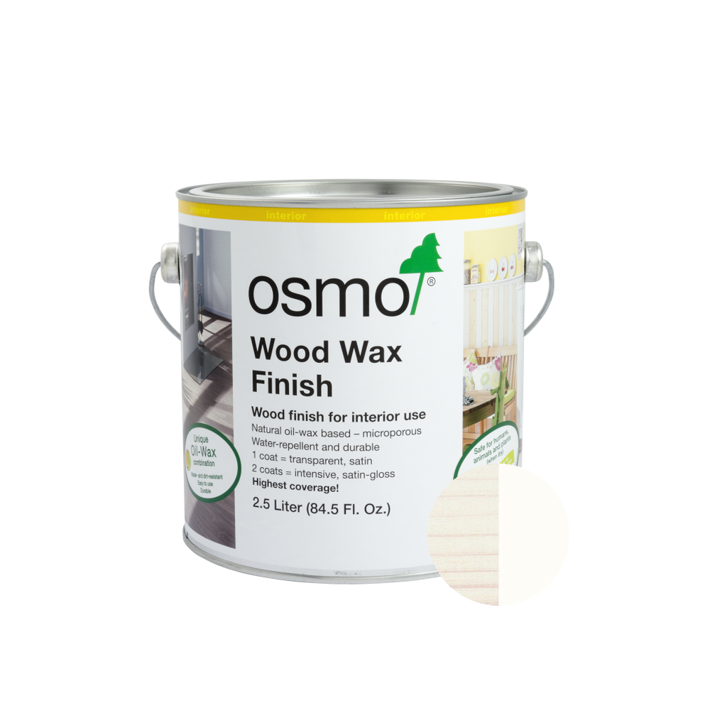 Osmo Wood Wax Finish Intensive can — 3188 Snow with official wood color swatch