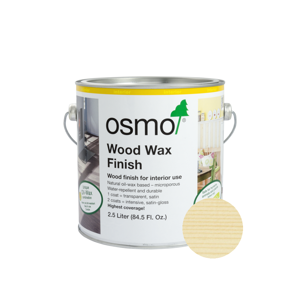 Osmo Wood Wax Finish Transparent can — 3101 Clear with official wood color swatch