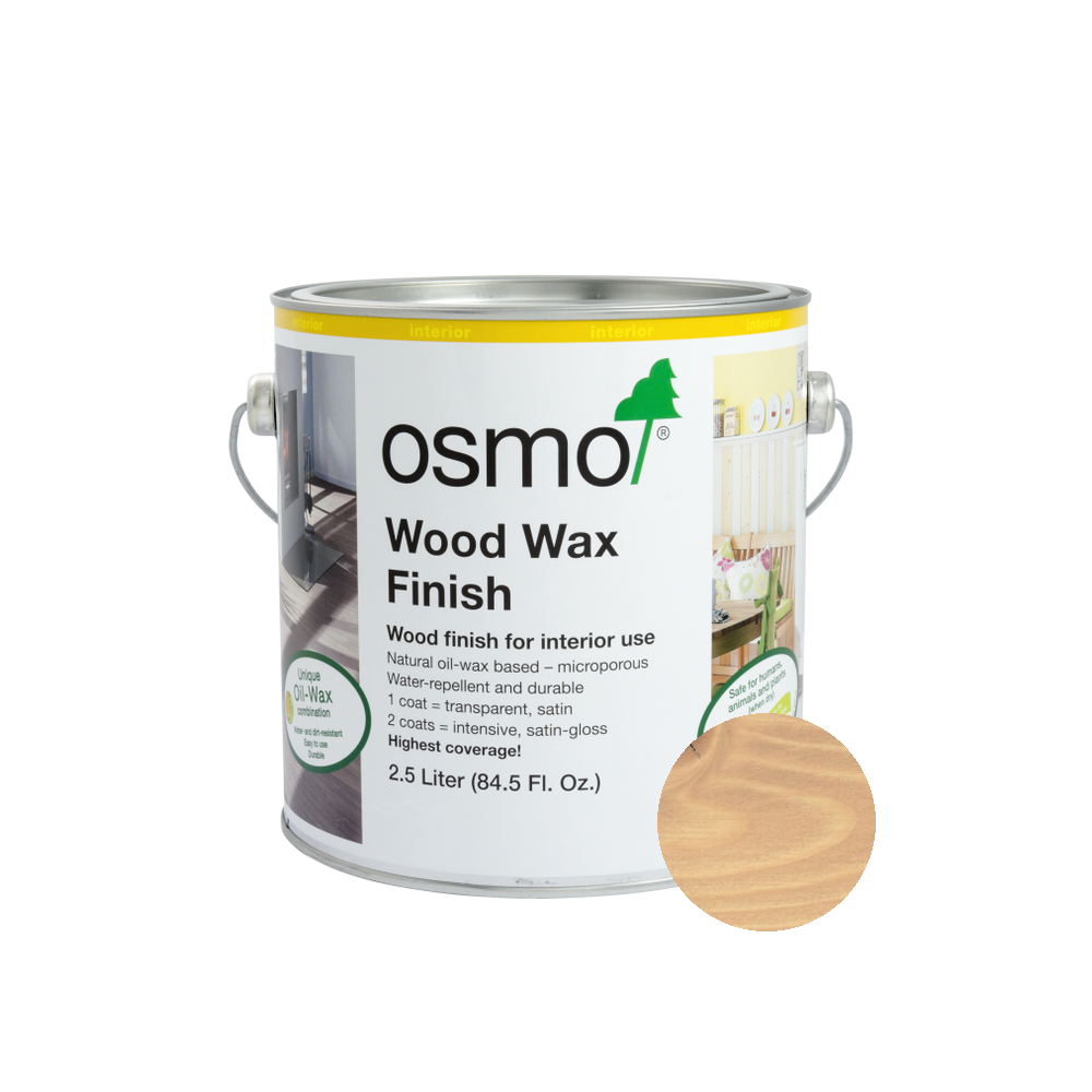 Osmo Wood Wax Finish Transparent can — 3102 Lightly Steamed Beech with official wood color swatch