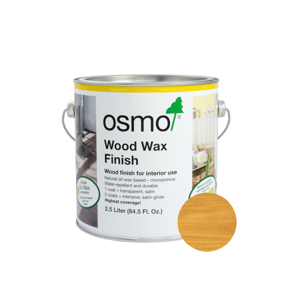 Osmo Wood Wax Finish Transparent can — 3103 Light Oak with official wood color swatch