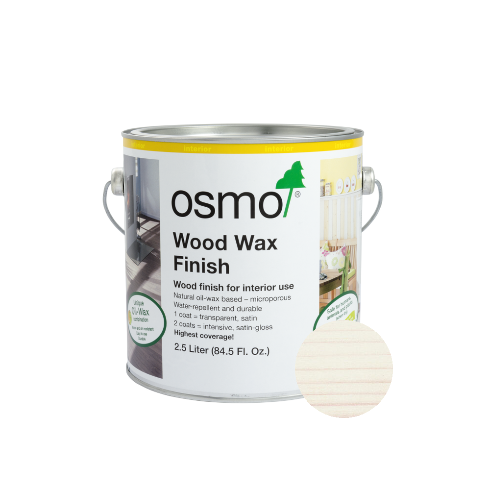 Osmo Wood Wax Finish Transparent can — 3111 White with official wood color swatch