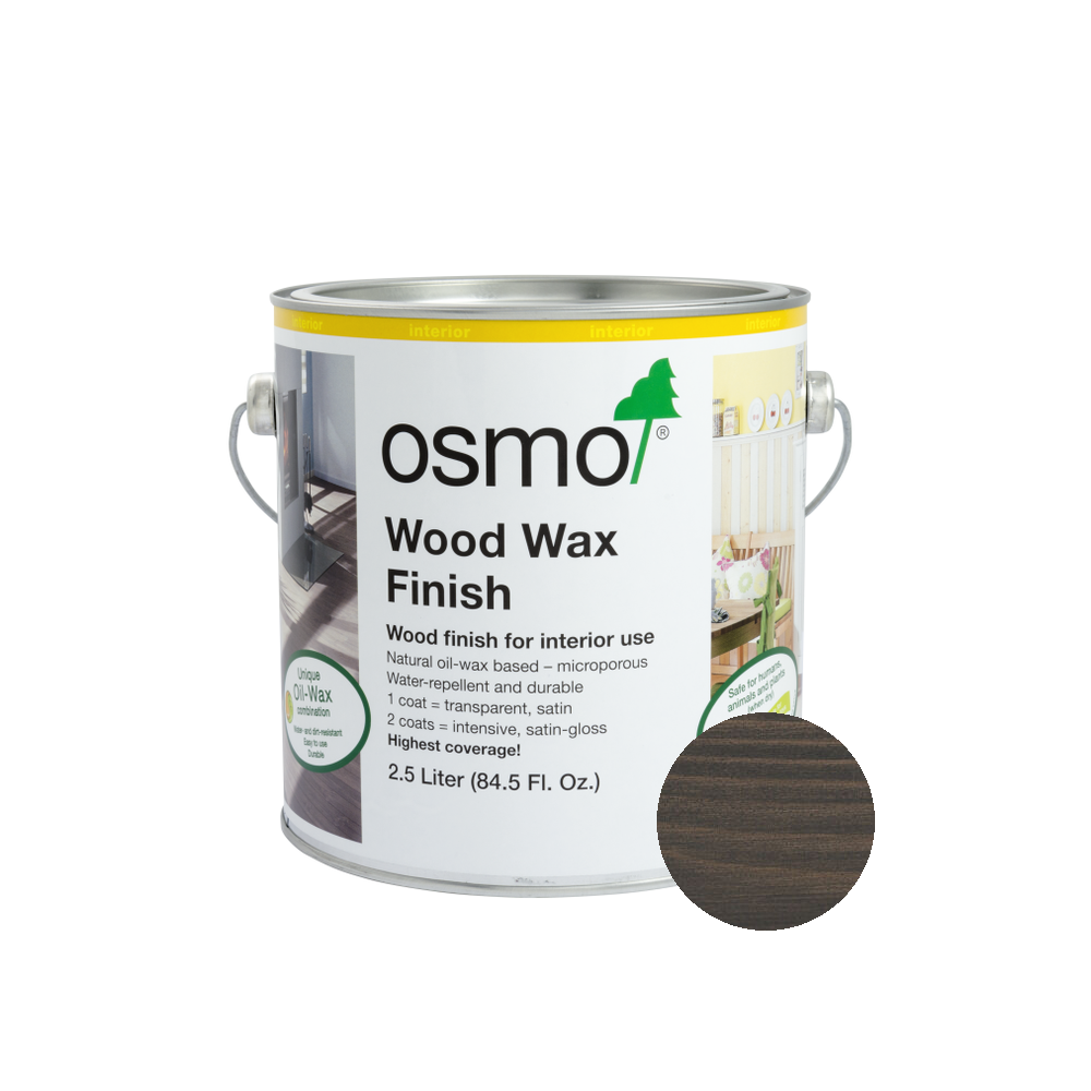 Osmo Wood Wax Finish Transparent can — 3118 Granite Grey with official wood color swatch