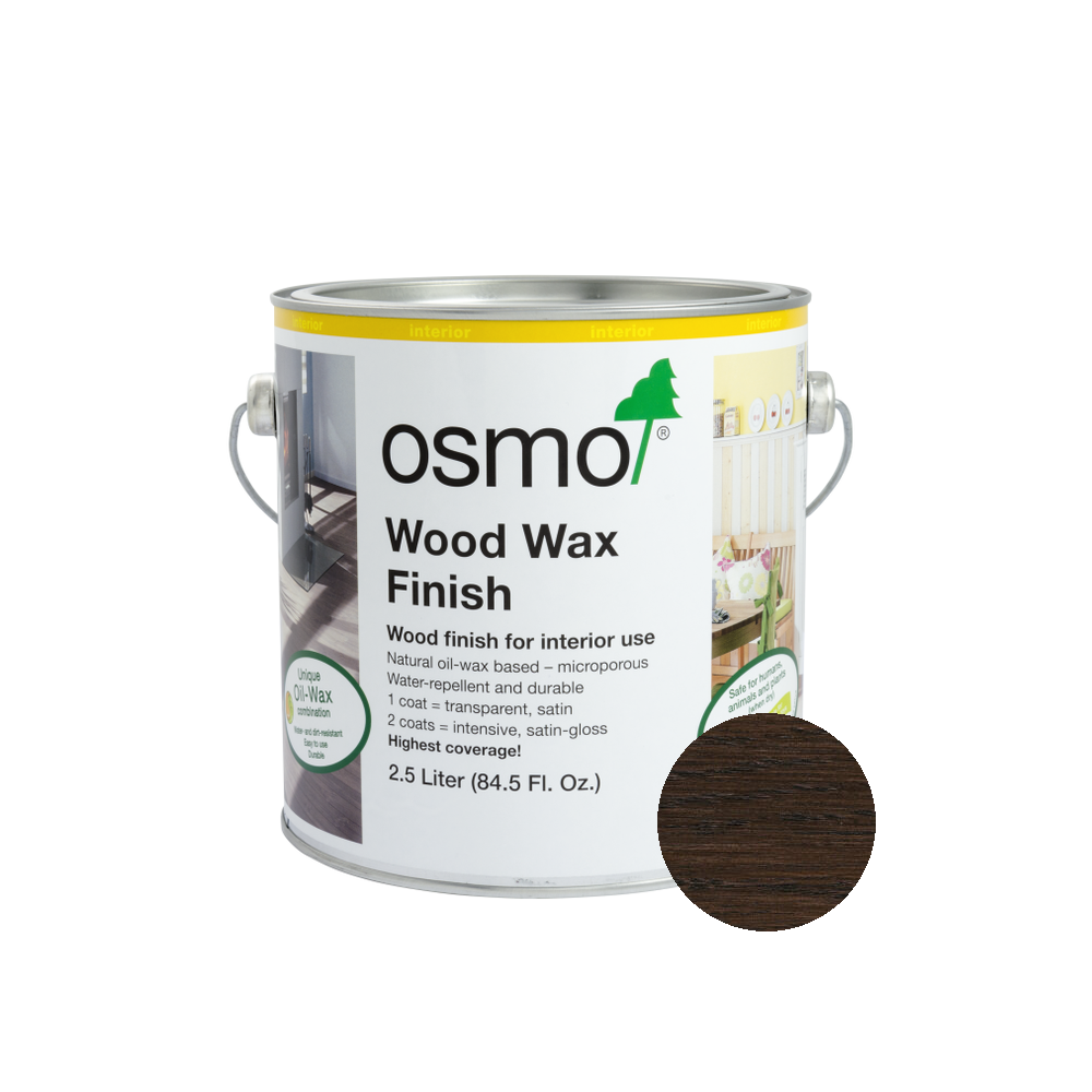 Osmo Wood Wax Finish Transparent can — 3161 Ebony with official wood color swatch