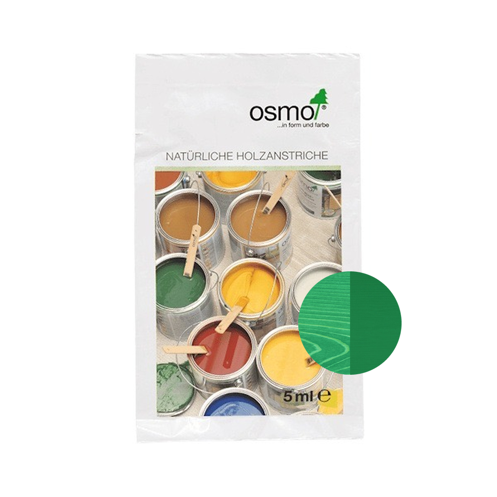 Osmo Wood Wax Finish Intensive 5 ml sample — 3131 Mint Green with centered official wood color swatch