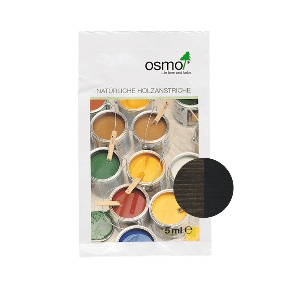 Osmo Wood Wax Finish Intensive 5 ml sample — 3169 Black with centered official wood color swatch