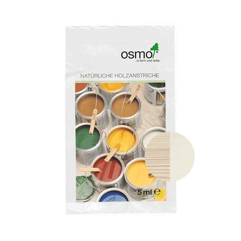 Osmo Wood Wax Finish Intensive 5 ml sample — 3172 Silk with centered official wood color swatch