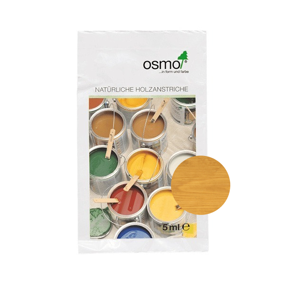 Osmo Wood Wax Finish Transparent 5 ml sample — 3103 Light Oak with centered official wood color swatch