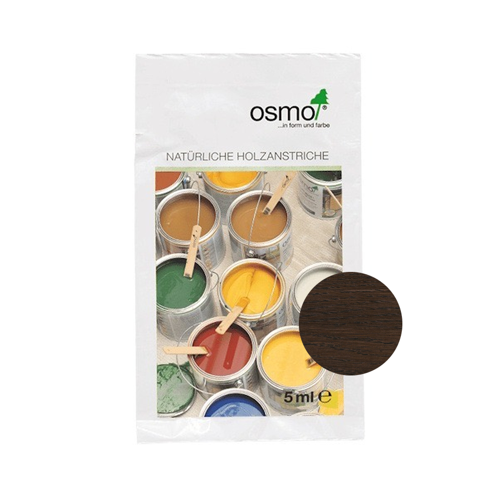 Osmo Wood Wax Finish Transparent 5 ml sample — 3161 Ebony with centered official wood color swatch