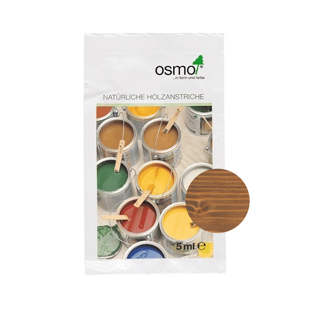 Osmo Wood Wax Finish Transparent 5 ml sample — 3166 Walnut with centered official wood color swatch