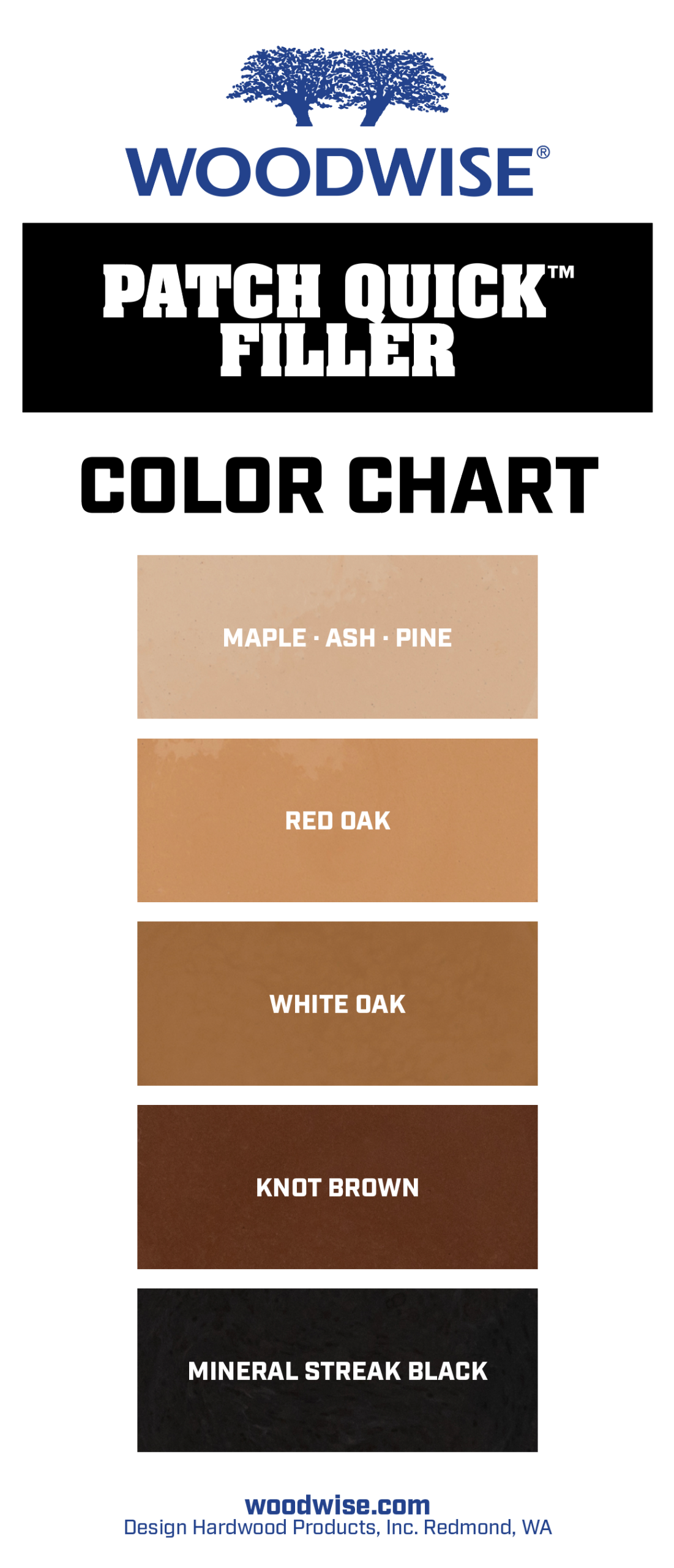 Woodwise Patch-Quick color chart
